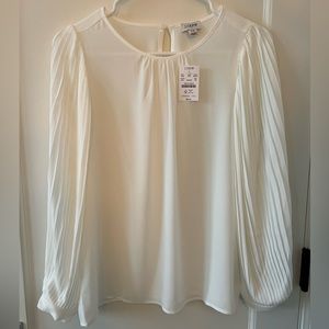 J Crew pleated-sleeve top, Petite Small, NWT